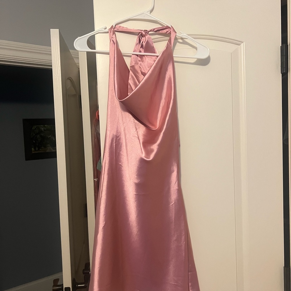 Satin Pink Halter Dress
